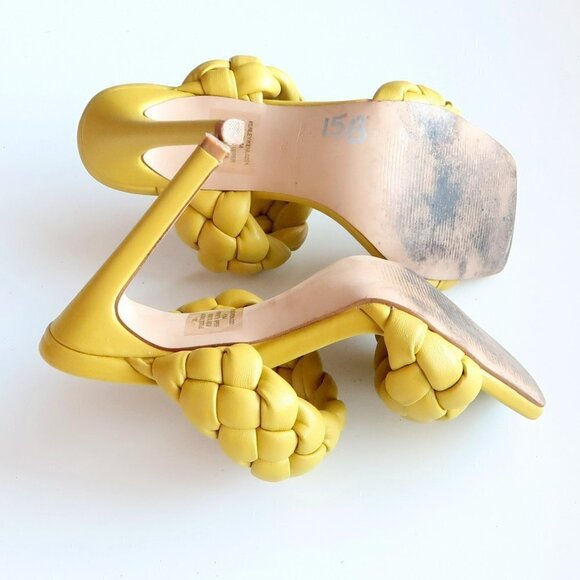 Steve Madden Kenley Yellow Braided Strap High Heel Square Toe Sandals Shoes 6.5 - Picture 14 of 16